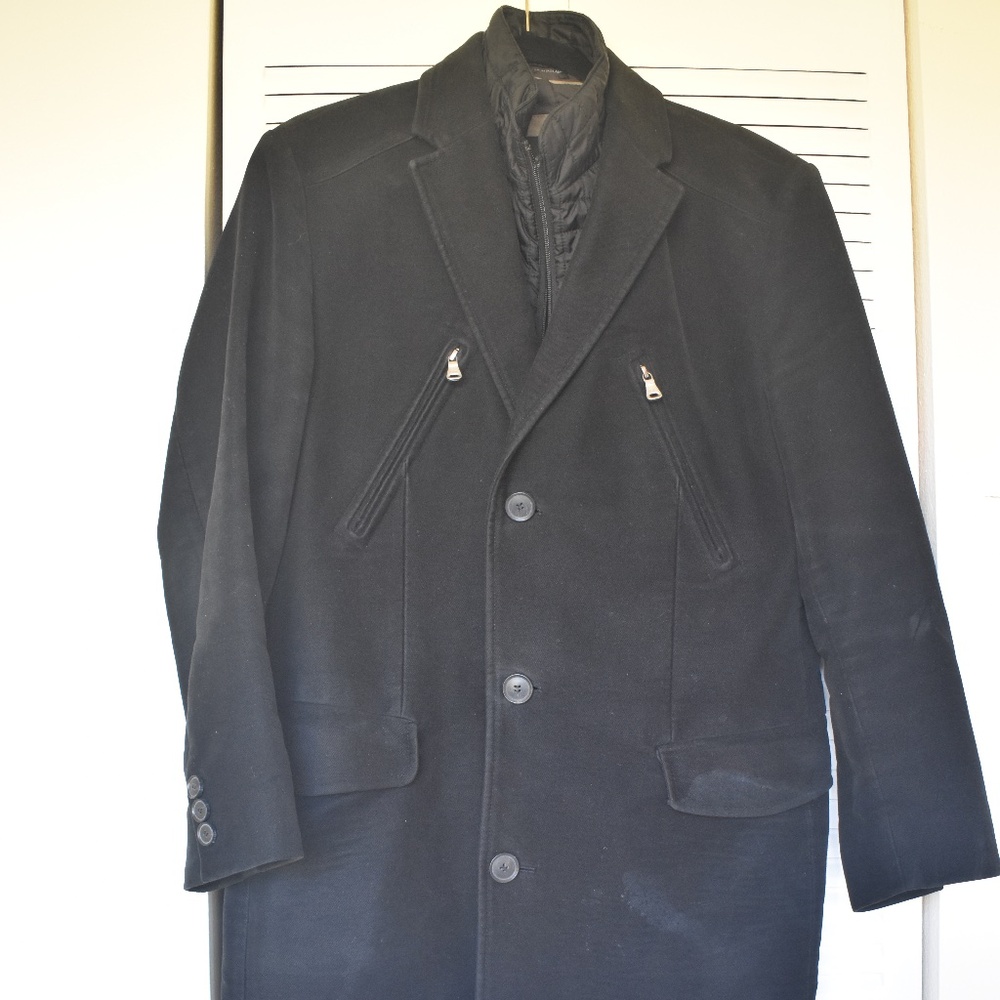 Hugo Boss Men's The Street Black Overcoat 38R EUC